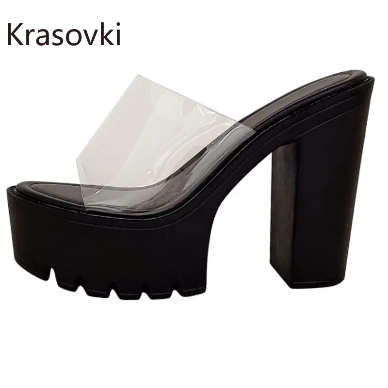 

Krasovki 13cm Plastic PU Women Slippers Synthetic Platform Shoes Luxury Roman Boots Dancing Summer Fashion Sexy Elegance Sandle