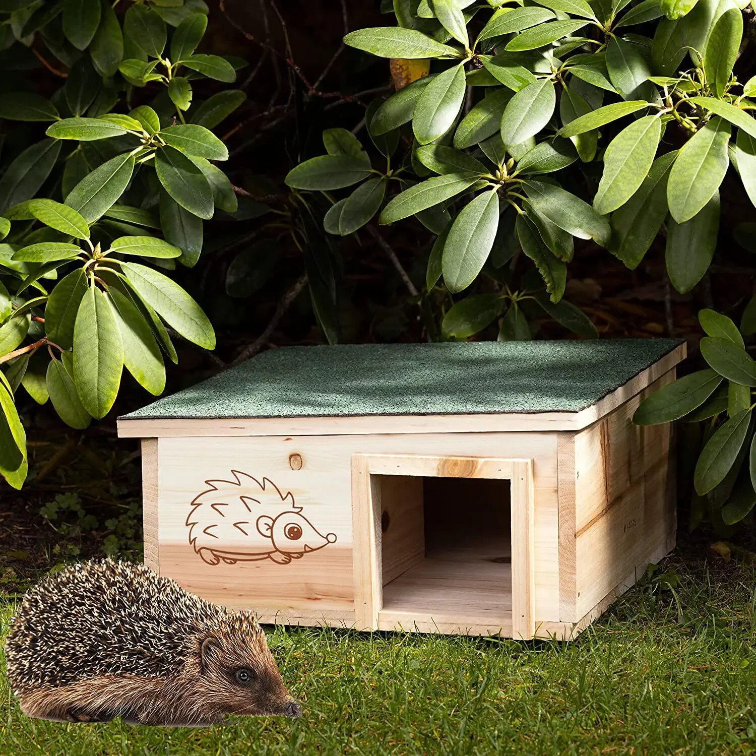 Large Wooden Hedgehog House, Predator Proof, Animal Hibernation, Shelter Box with Removable Roof