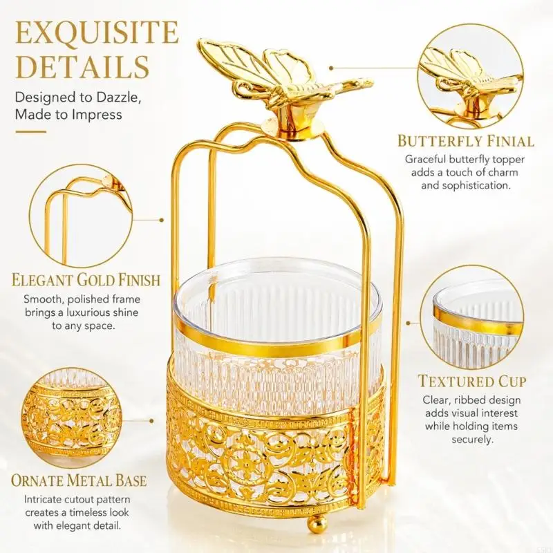 Clear Glass Insert Flower Holder Vases in a Gold-Tone Openwork Frame for Bedroom, Balconies, or Windowsill Floral Decors and