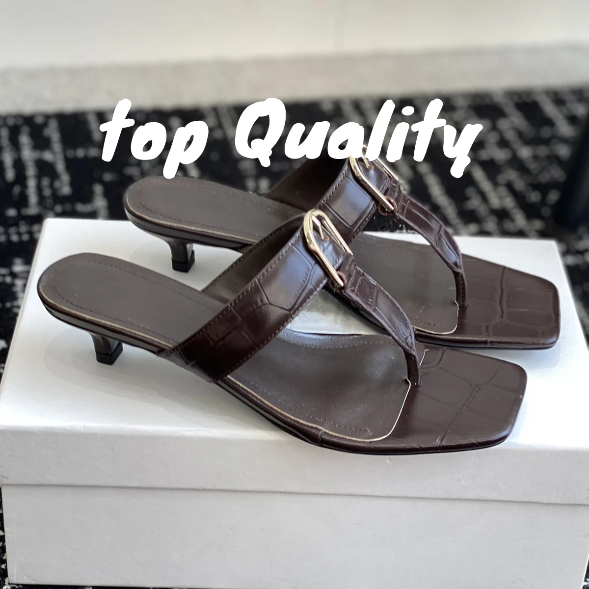

2025 new Summer sandals Women's high-heeled sandals leather material Fashion shoes Comfortable Soft
