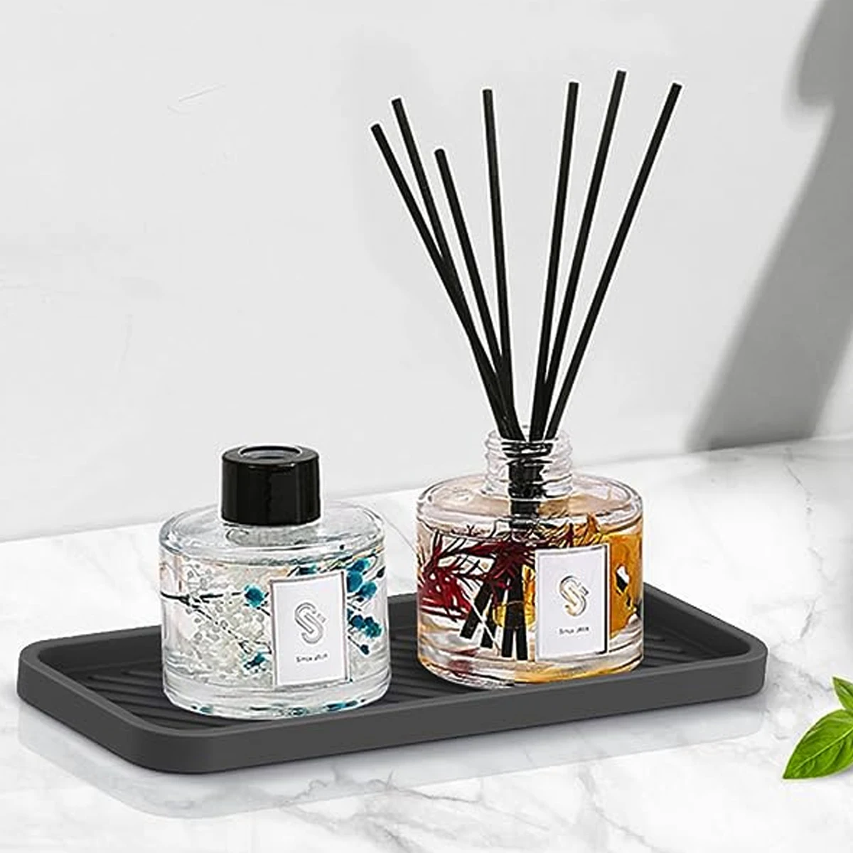 Bathroom Silicone Decorative Tray Sink Countertop Soap Dispenser Shampoo Storage Tray Kitchen Seasoning Bottle Storage Holder