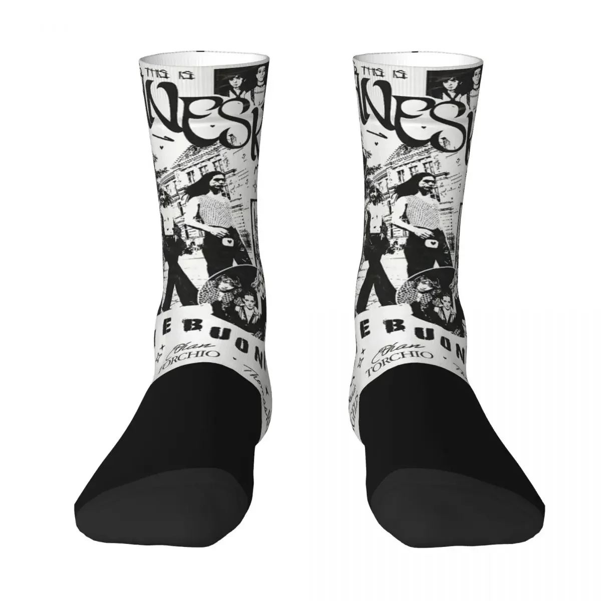 MANESKIN Socks Modern Stockings Autumn Anti Skid Women Men Socks Medium Soft Printed Outdoor Socks