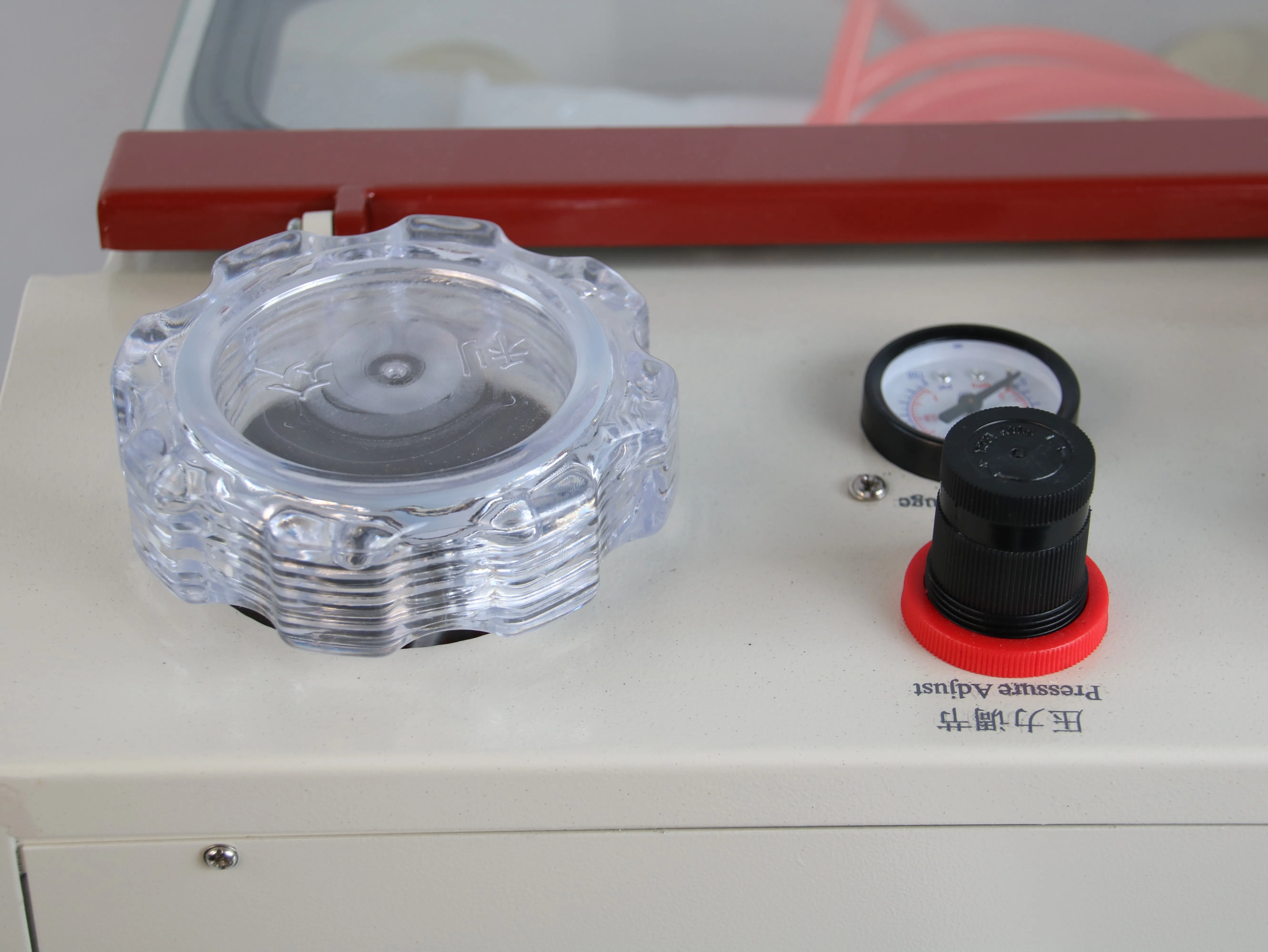 Dental Lab Sandblaster LED Light Large View Window Sandblasting Machine with Foot Pedal Control Two Pen Two Tanks
