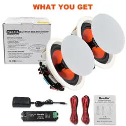 Altoparlanti da soffitto Bluetooth Herdio da 6,5 pollici Altoparlanti domestici universali a 2 vie con montaggio a incasso da 300 Watt Cucina interna Camera da letto Bagno