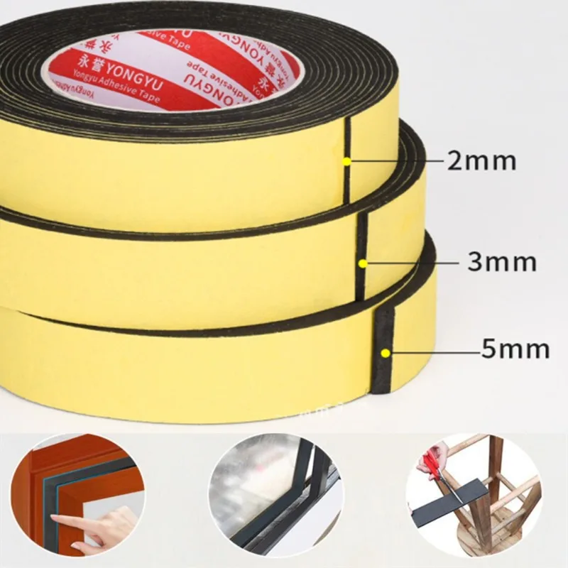 Strong Adhesion Black EVA Foam Sponge Rubber Strip Tape Waterproof Single Sided Adhesive Anti-collision Window Door Seal Strip