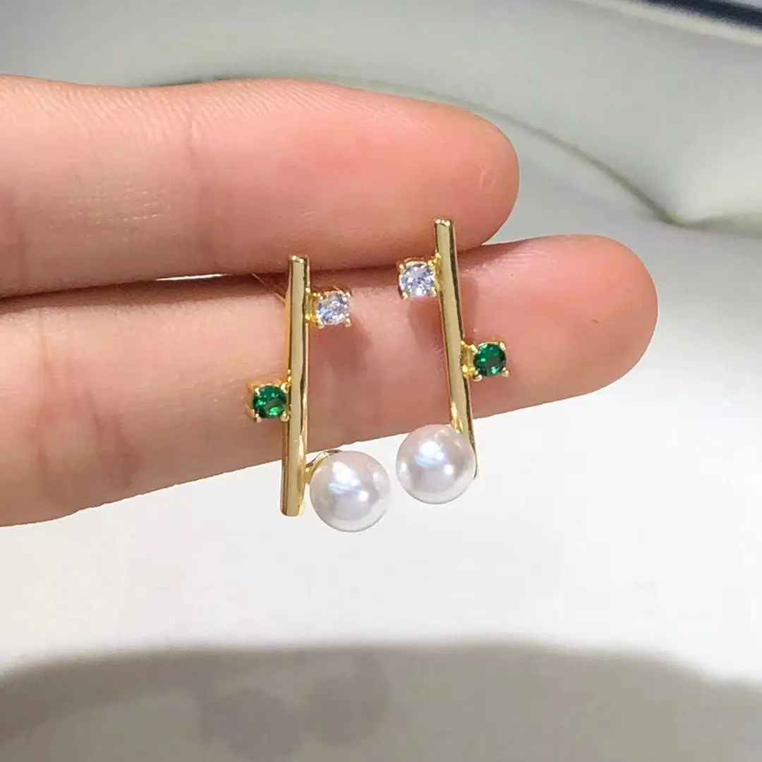 

Оптовая продажа, серьги из стерлингового серебра S925, фурнитура для крепления, базовые монтажные детали, аксессуар для жемчуга 5-6 мм, 5 пар/лот