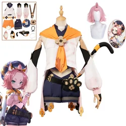 Genshin Impact Diona Wig Anime Genshin Impact Kostum Beret Anime Suit Uniform Carnival Halloween Women's Costume