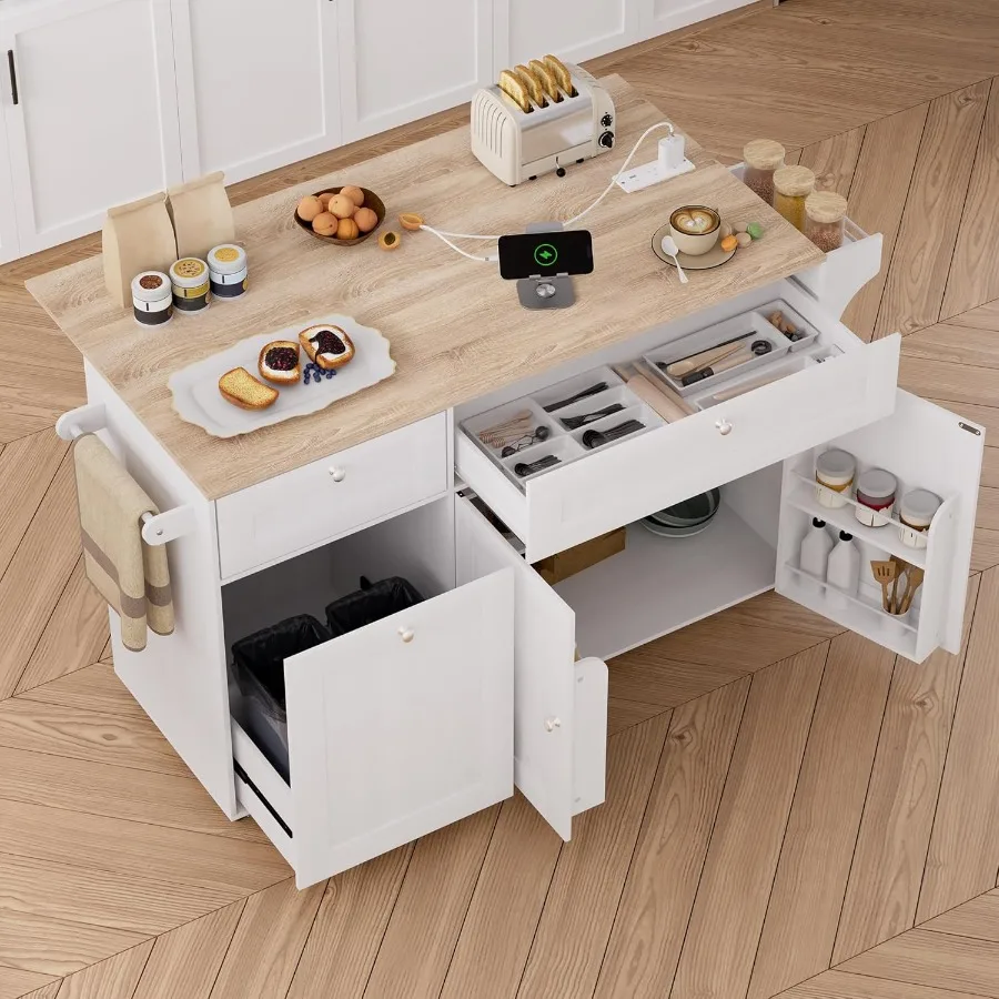 Kitchen Island with Storage Rolling Kitchen Island Cart on Wheels with Drop Leaf Breakfast Bar Table Portable Kitchen Islands w