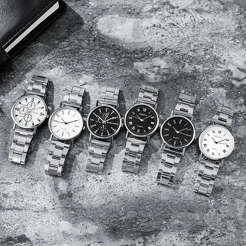 

Новые мужские модные деловые часы со стальной полосой, модные высококачественные кварцевые часы, декоративные подарочные часы