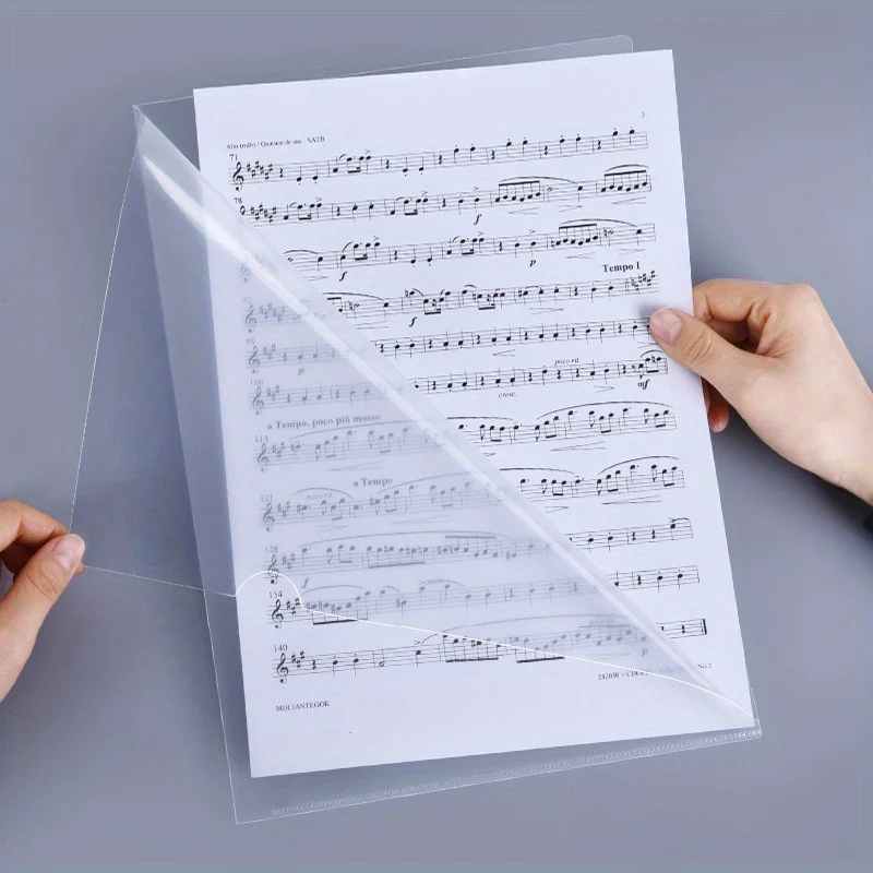 10 Pcs L-shaped folder plastic PP transparent single-page folder A4 two-page set office document storage and organization