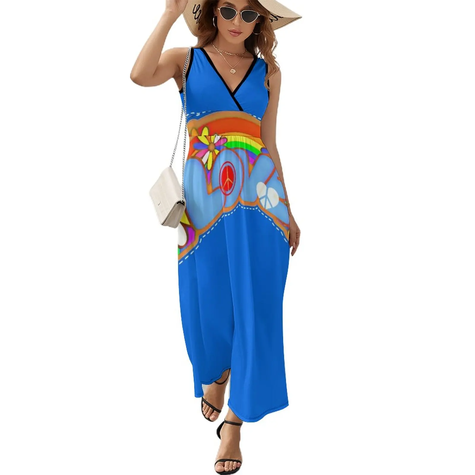 

Love Retro Peace Sign Hippy Art Sleeveless Dress cute dress women's evening dresses women's evening dresses 2024