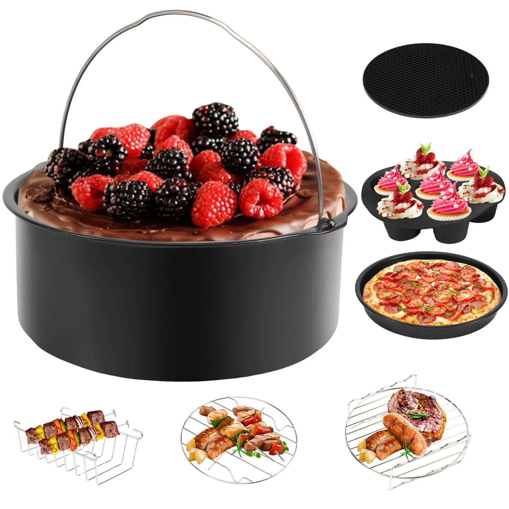 CLIM 7-набор скороварки, пароварки и фритюрницы, аксессуары для выпечки, совместимые с Foodi 5 и 6,5 и 8 Qt OP101, OP301, OP302