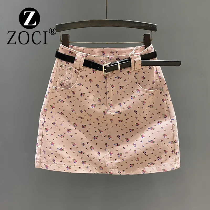 [ZOCI] Floral Midi Skirt Women Fashionable, Age Reducing, Versatile, Slimming, High Waist, A-line Hip Hugging