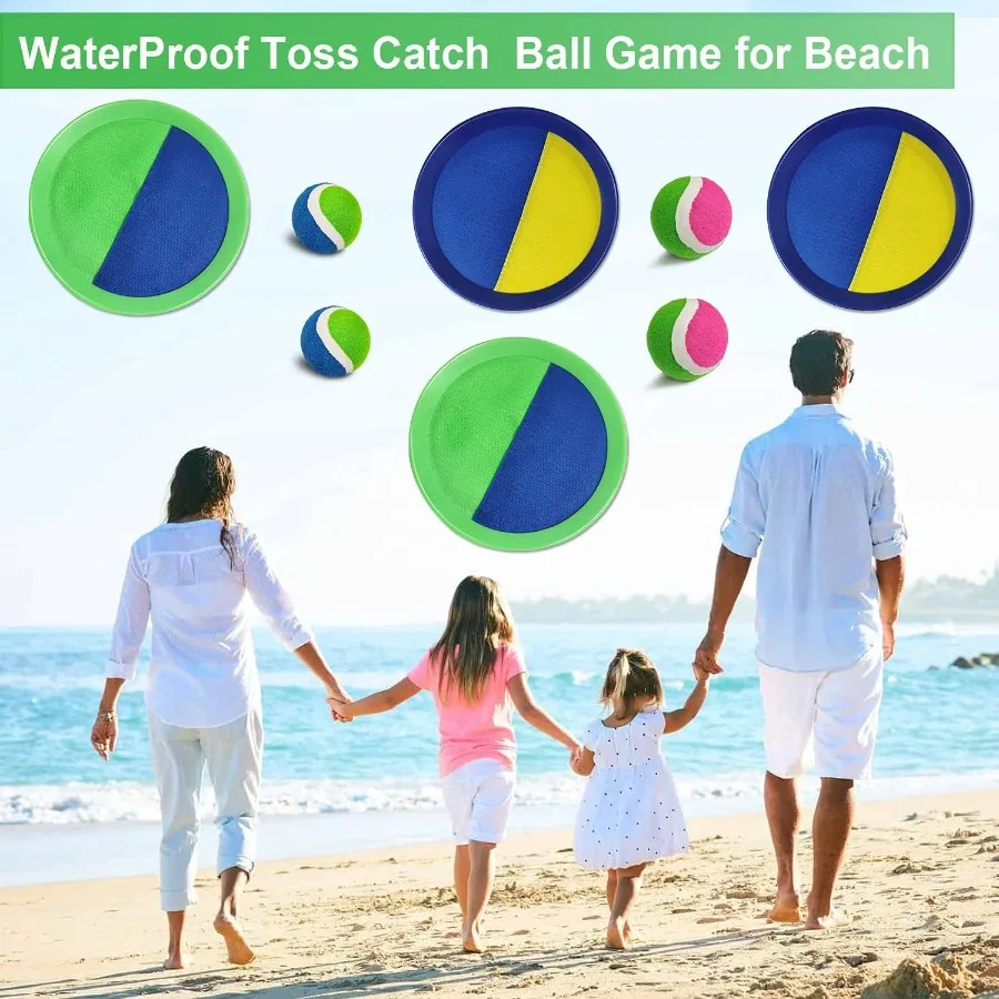 Ball Catch Set Games Toss Paddle Zwembad Strandspeelgoed Achtertuin Buitenspellen Achtertuin Gooi Kleverige set Leeftijd 3 4 5 6 7 8 9 10 11 12 Y