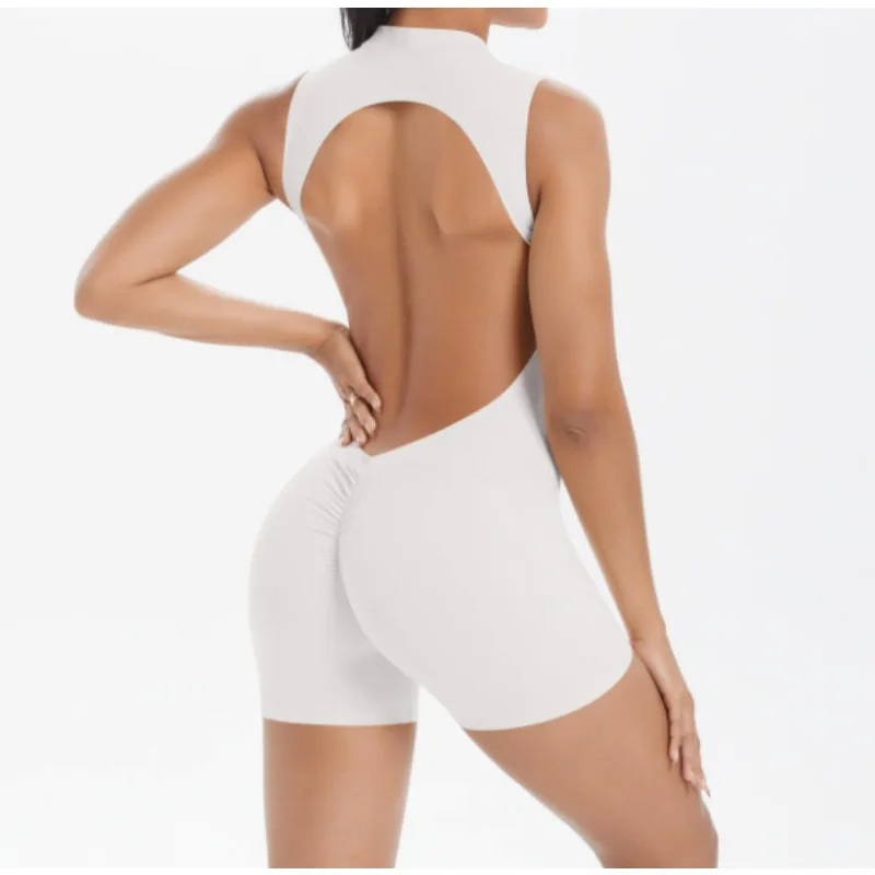 Summer Sports Overalls Women Gym High Stretch Sleeveless Yoga Bodysuit Running Push Up Butt-Lifting Fitness Jumpsuit