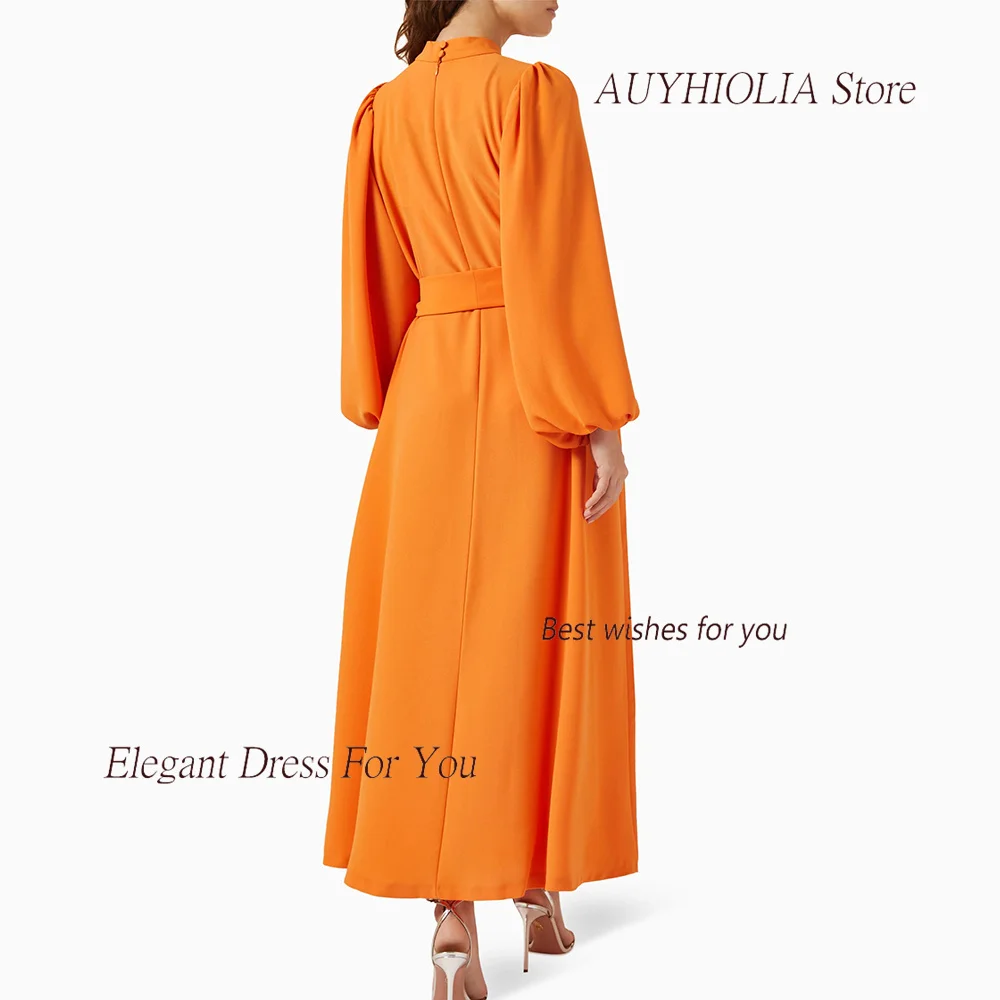 Formal Evening Dress For Sexy Women 정장원피스 Vestidos de festa Elegant Crystal Ankle-Length Crepe Orange Cocktail Prom Gown 2024