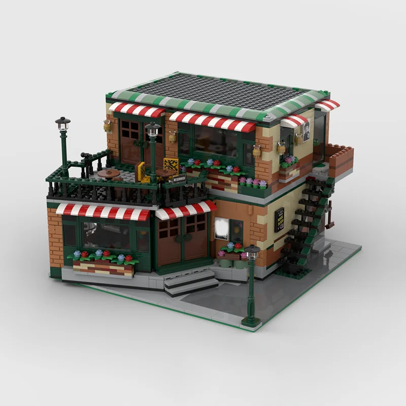 シティストリートビューモデルMOCビルディングブロックモジュラーセントラルパークカフェ＆パブモデルブリックDIY組み立て建設玩具セットギフト