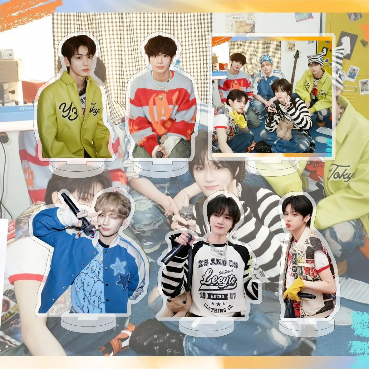 KPOP Yeonjun Beomgyu Soobin Acrylic Standee Taehyun Hueningkai Fashion Stand Figure Desktop Decoration Fans Birthday Collection