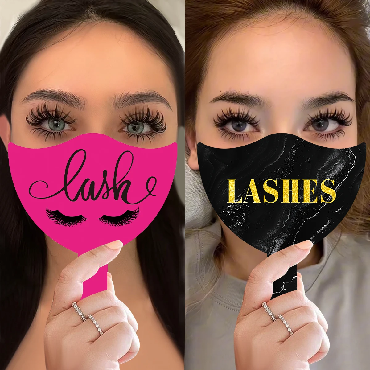 2er-Set Wimperntechniker-Foto-Requisiten: Weiche PVC-Handkarten für Wimpern-Social-Media-Beautys und Wimpern-Tools