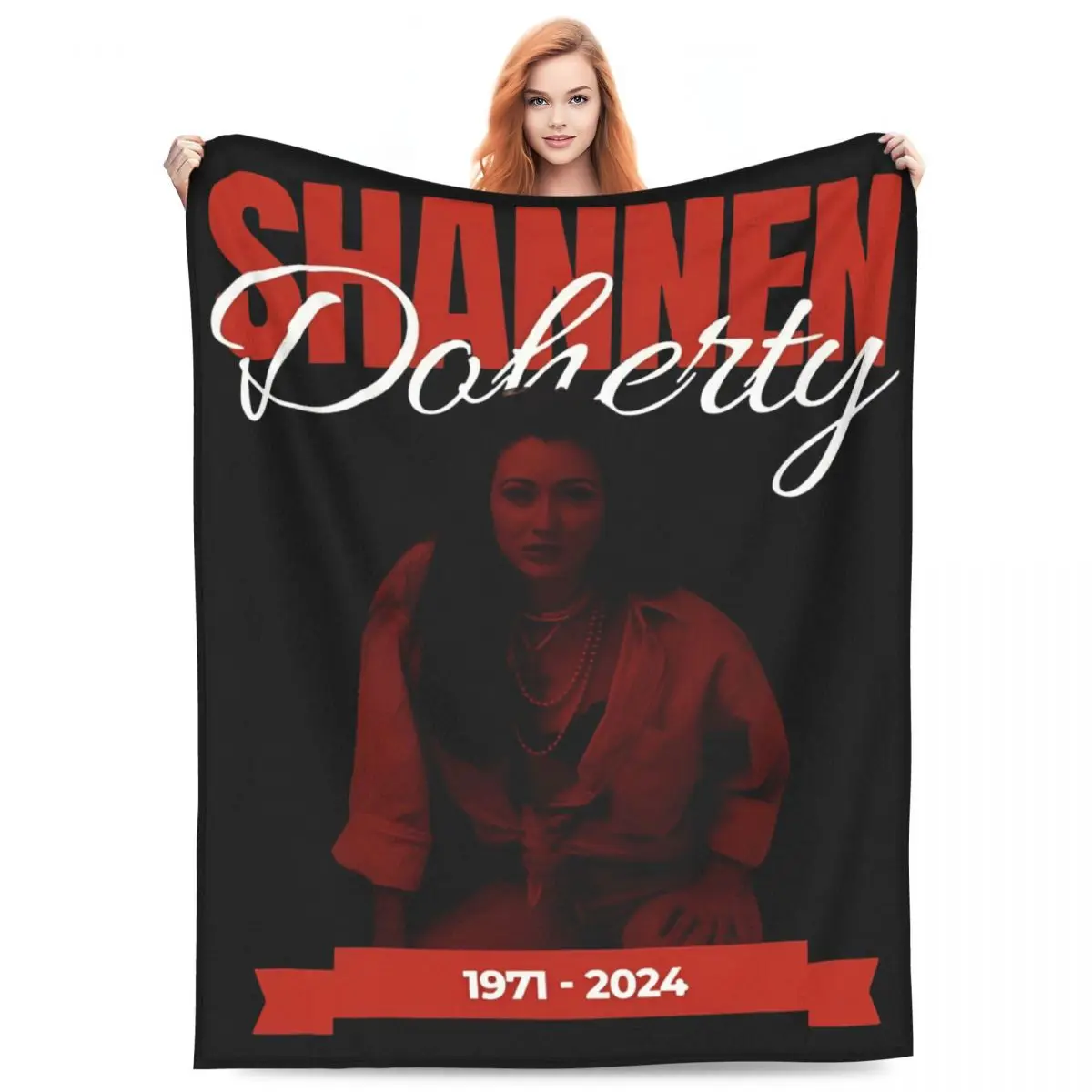 Comfortable 80s 90s Actress Shannen Doherty Retro Style Blanket Merch Bed Decorative Throws And Blankets Soft Coral Fleece Plush