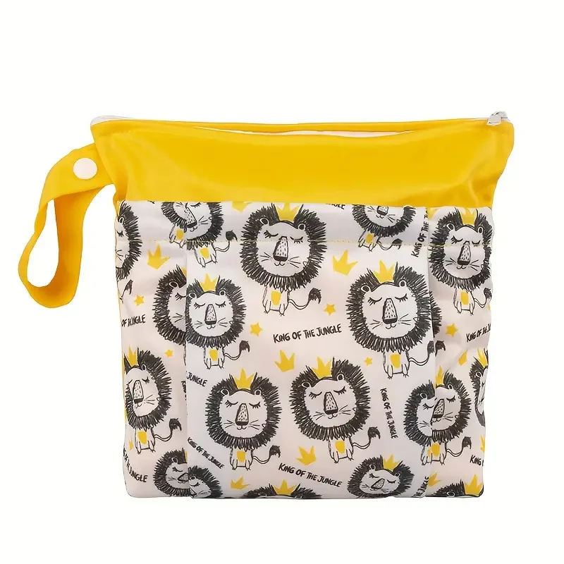 

BIAI 1pc Animal Prints Diaper Bag Waterproof Wet Bag With Double Zippers Toiletry Storage Bag Wet Dry Separation Bag