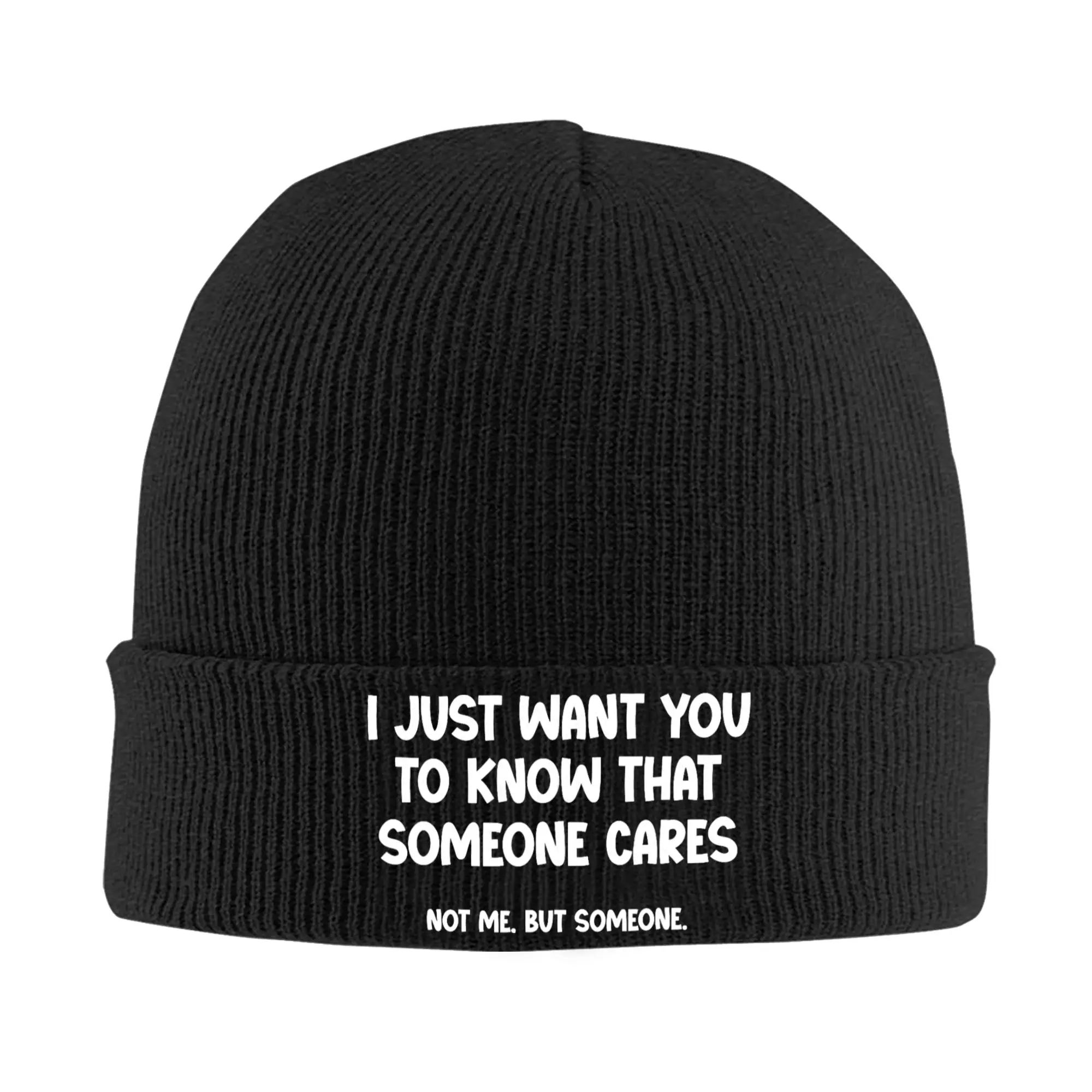 Just Want You to Know Someone Cares Beanie Hats  Bonnet Hats Unisex Adult Casual Kpop Knit Hat Autumn Winter  Head Wrap Caps