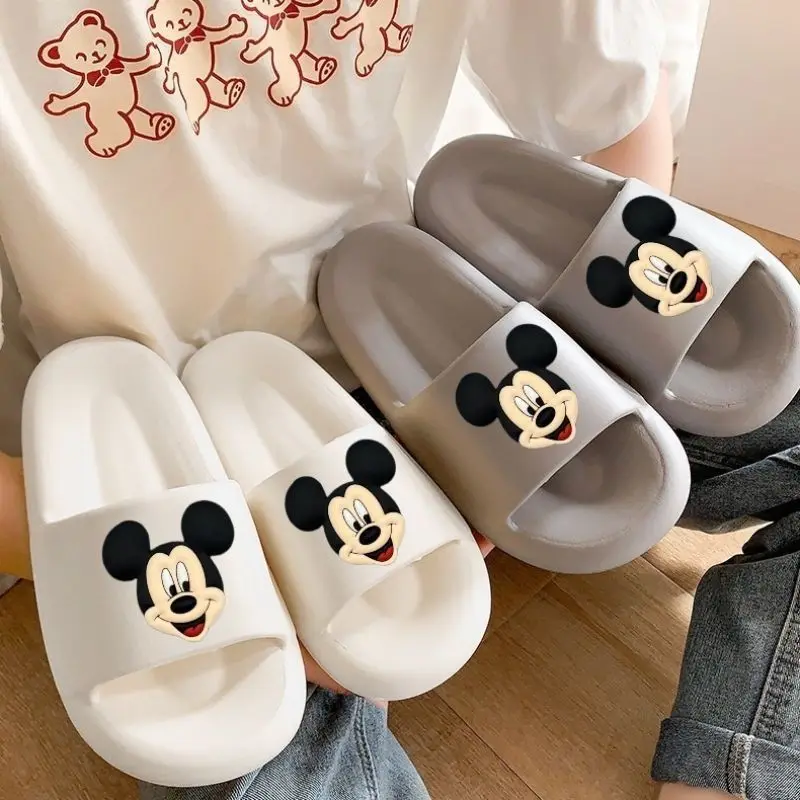 New Disney Kawaii Summer Slippers Home Indoor Home Bathroom Soft Sole Non-Slip Cute Cartoon Anime Mickey Couple Sandals Slippers