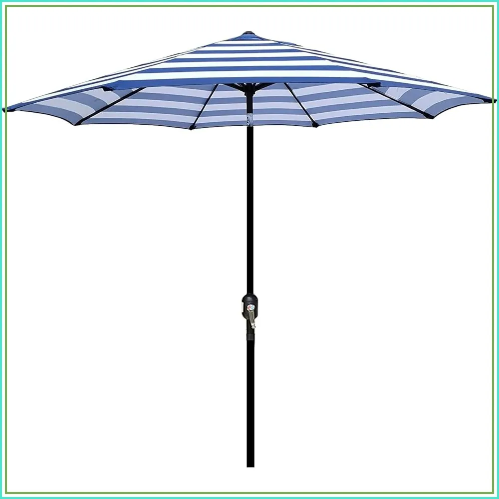 

9FT Outdoor Patio Umbrella with Push Button Tilt and Crank, 8 Sturdy Ribs, Market Umbrella for Yard, Garden, Deck