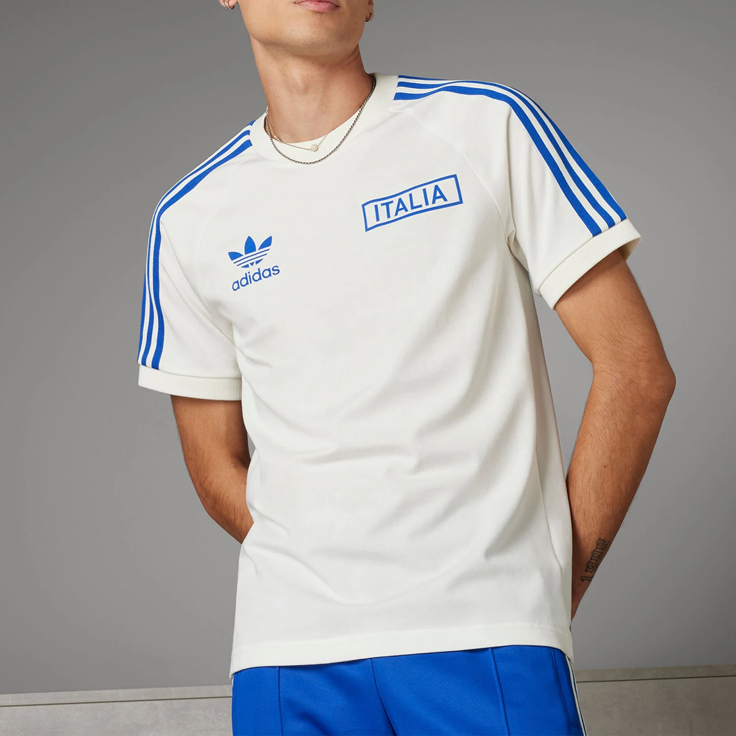 Adidas genuine Italy Team Men's Football Casual Culture T-shirt Jersey IS0618