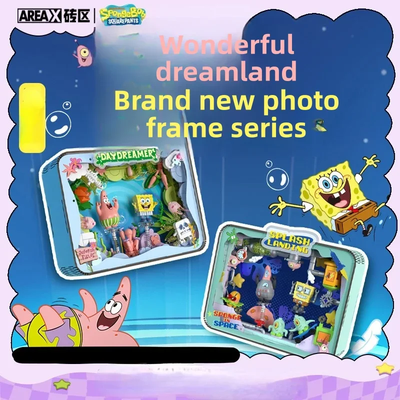 Areax SpongeBob SquarePants Big Star Photo Frame Building Blocks Trendy Play Assembling Movable Ornament Model Anime Collection