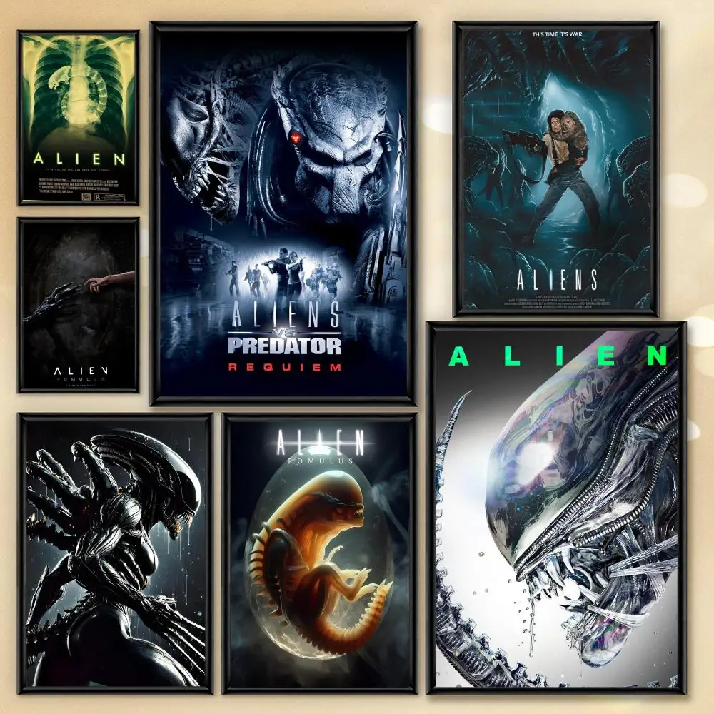 Alien Space Poster Film HD Horror Anime Hot Theme Sänger/OST/Film-Wasserdichter klassischer selbstklebender Film Home Decor