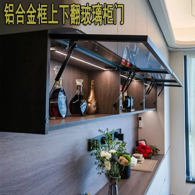 Aluminum frame glass door up and down cabinet door cabinet tempered glass self-installed cabinet door figure display