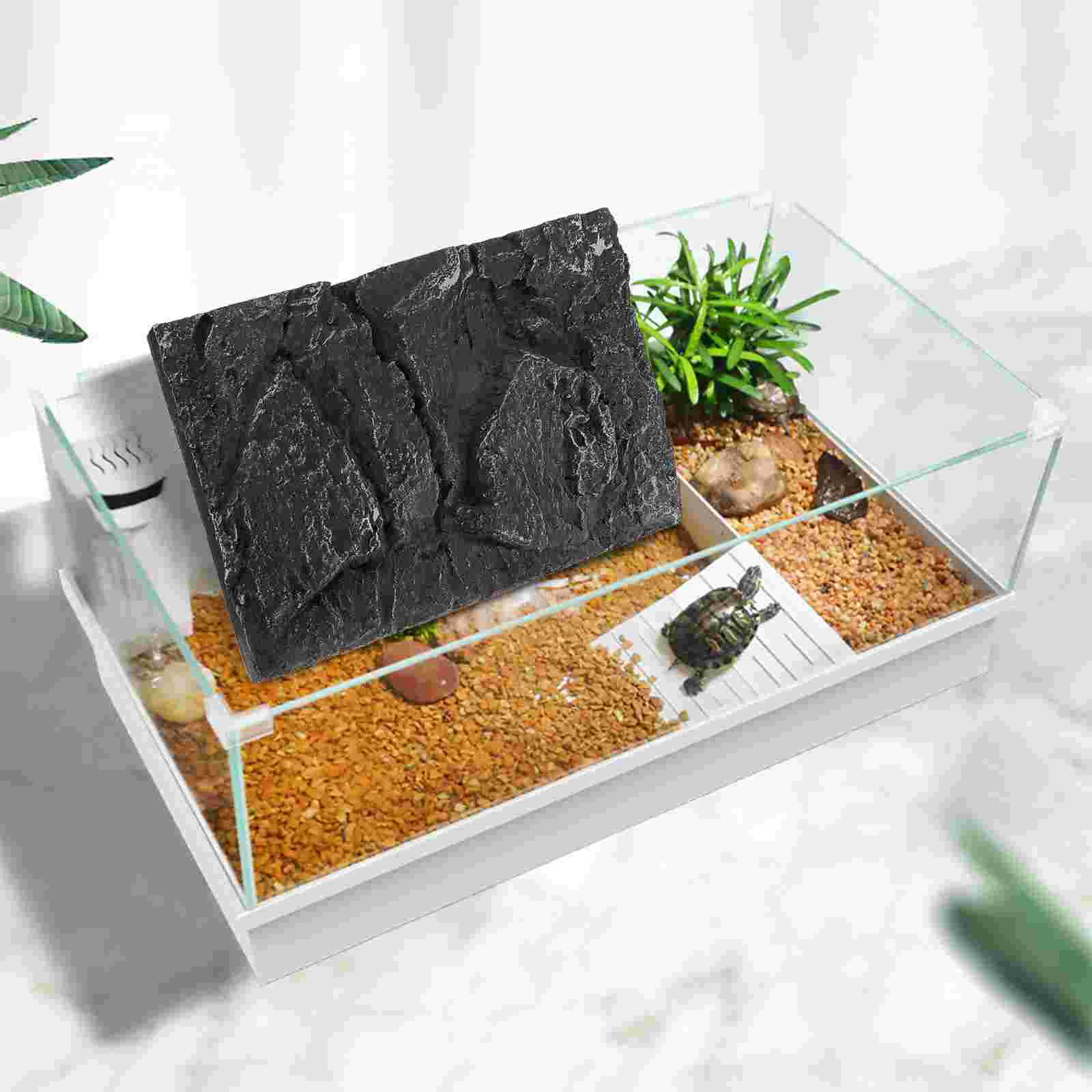 

Turtle Tank Decorative Board Reptisoil Toy Container Reptile Decoration Backdrop 3D Background Marble Stone Foam Habitat