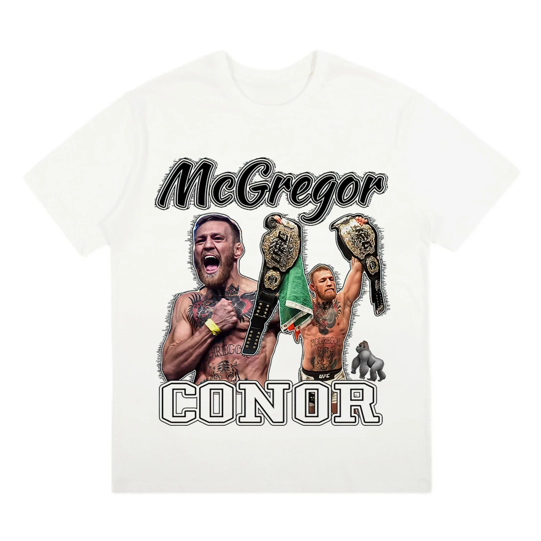 2024 Popular New Style Conor McGregor UFC Boxing Wash Water Do Old Vintage Cotton Short Sleeve T-shirt Long Sleeve High Street