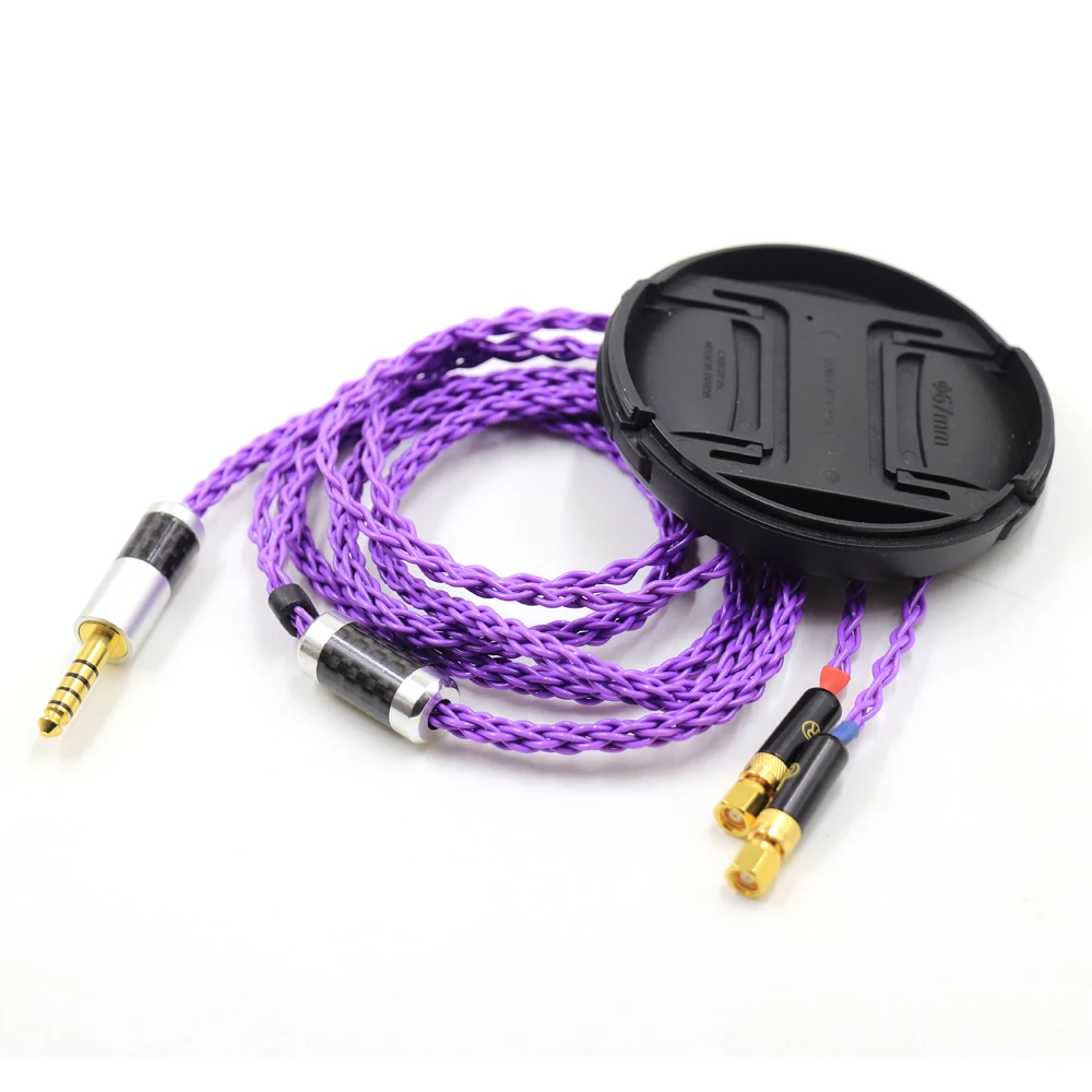 Púrpura 8 núcleos cristal único plata para Hifiman HE6 HE5 HE400 HE500 HE600 (tornillo) auriculares Cables Cable