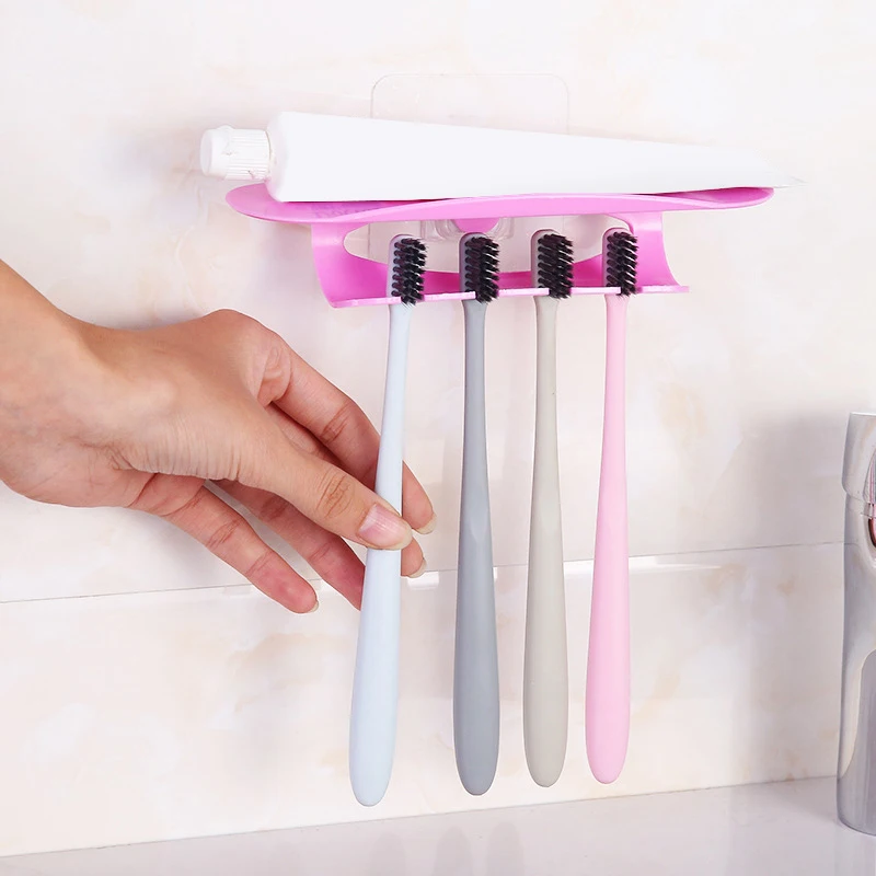 No Punching And No Trace Paste Toothbrush Holder Razor Holder Wall-Mounted Toothbrush Holder Bathroom Storage Rack