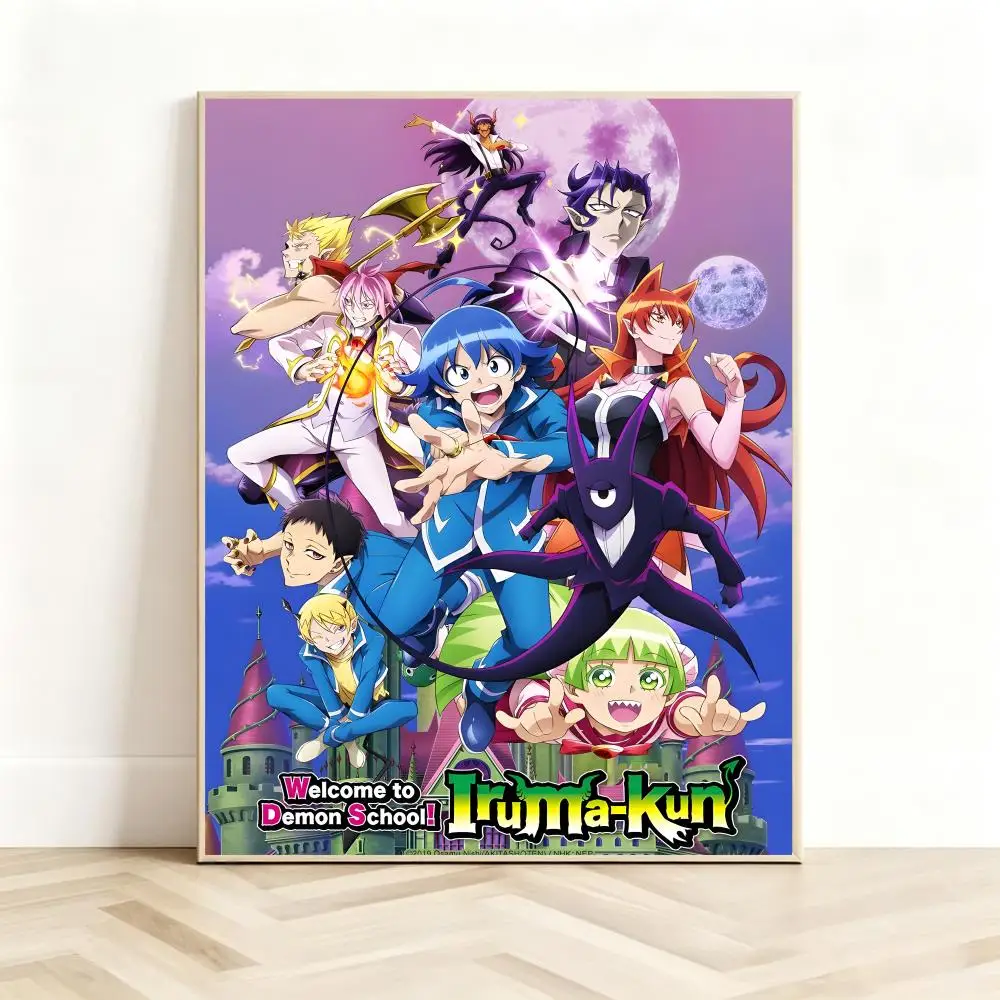 Anime W-Welcome to Demon School! Iruma-kun Poster Classic Self-Adhesive PP Wall Sticker for Living Room Bar Decor Gift