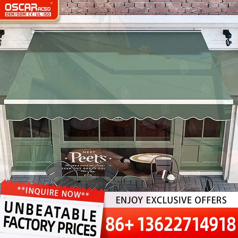 

Manual Retractable Rain Resistant Awnings 3M*15M 70m Projection Aluminum Alloy Outdoor Patio Shade for Garden Balcony Terrace Re