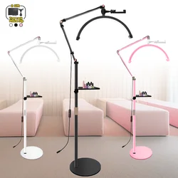 GX490 Ring Light Half Moon LED Lamp Stream Deck Floor Video Light Fill Light 3000K-6000K for Beauty Salon Makeup Live Streaming