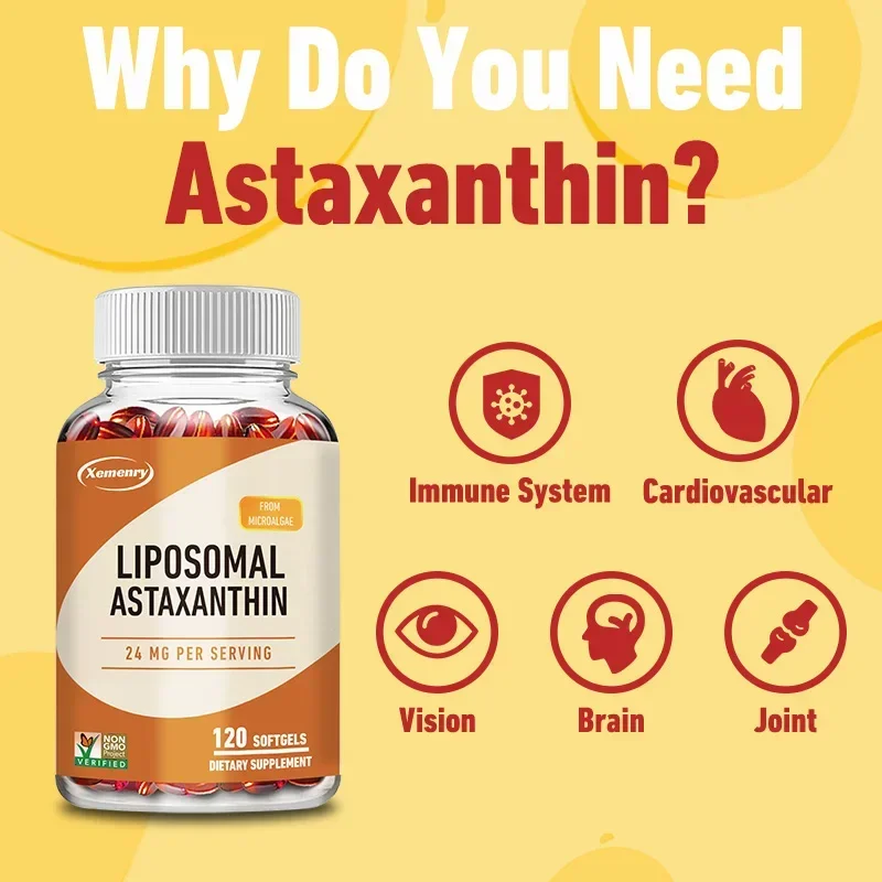 

Liposomal Astaxanthin Capsules - for Eye, Joint, Skin and Heart Health, Boosts Metabolism, Antioxidant Supplement