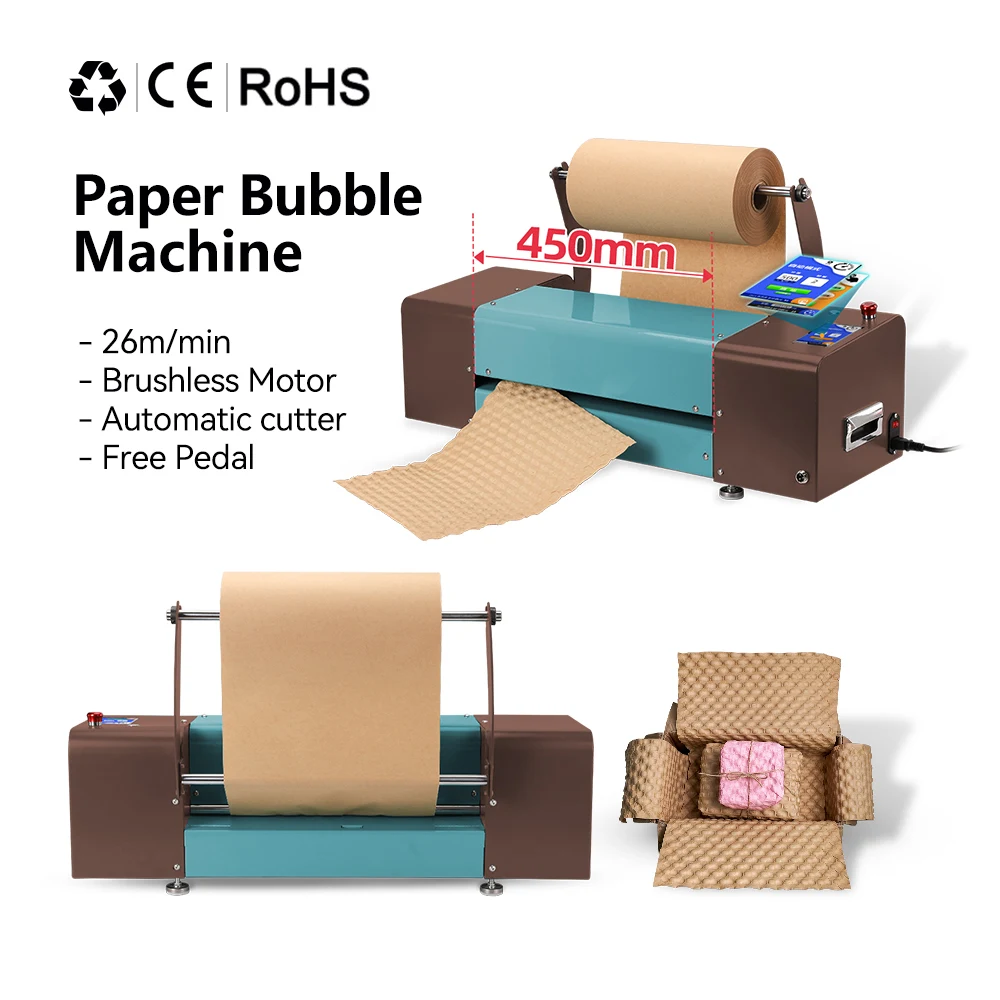 

450mm Automatic Cutting Industrial Use Paper Bubble Machine with Output Counter for Cushion Protection Packaging