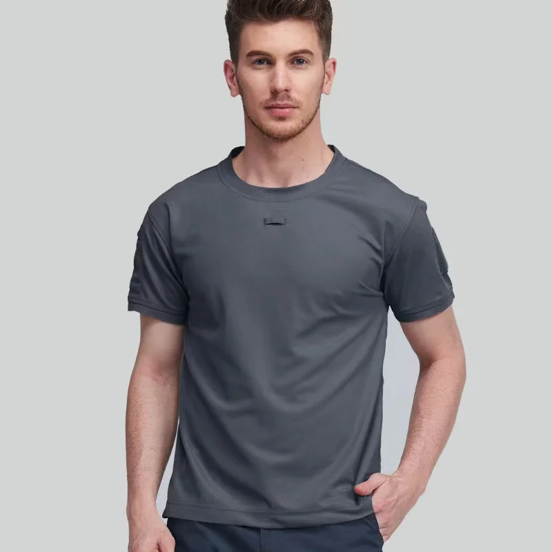 Men's Quick Dry Embroidered Plus Size Shirts Summer Male Breathable Clothes Elastic Plain Camping Climbing Hiking T-shirts