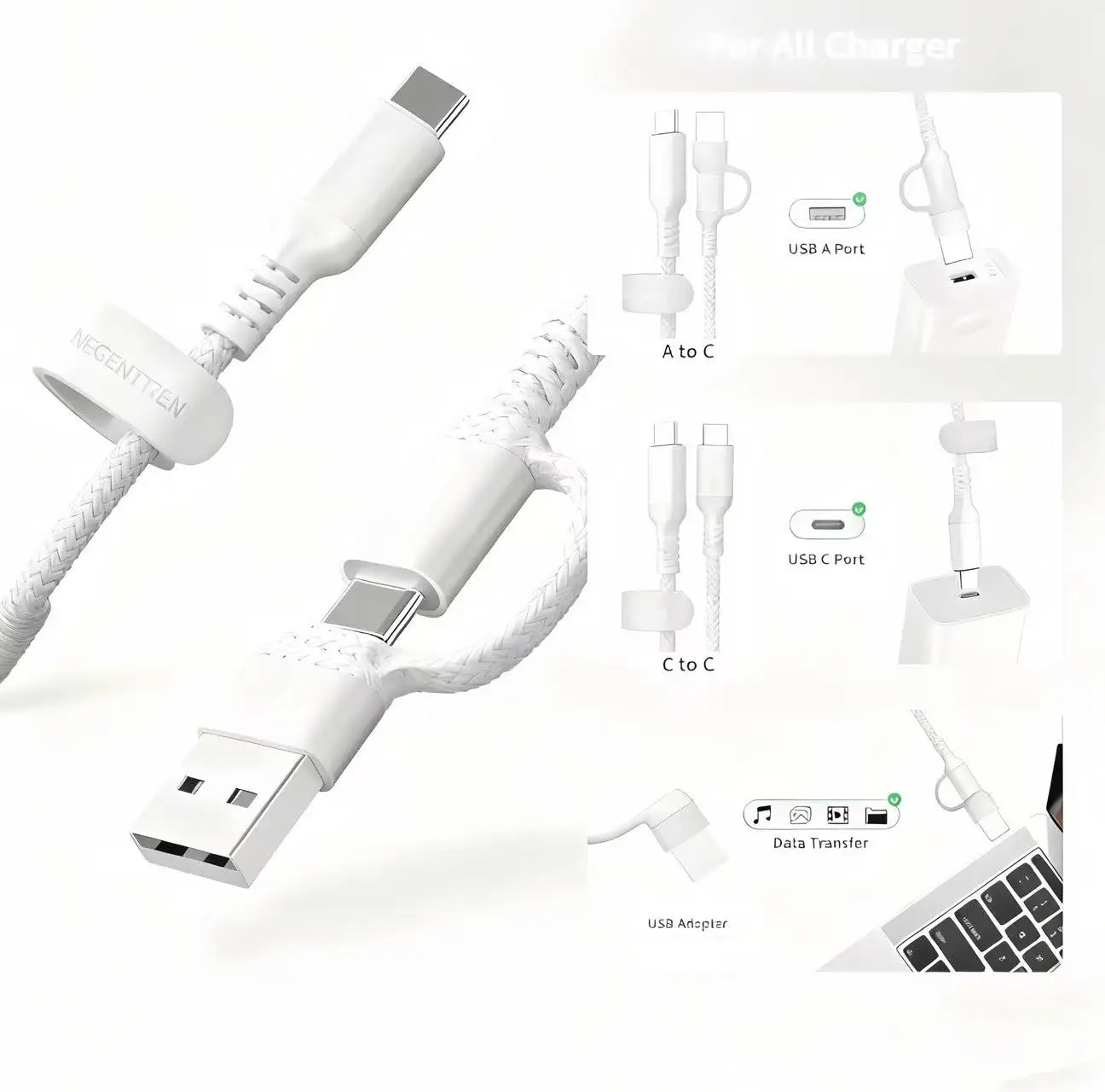 Confezione da 2 cavi di ricarica Apple da USB C a USB C da 6,6 piedi per iPhone 16E/15/Pro/Plus/Pro Max, per MacBook Pro/Air, per iPad Pro12.9/11 pollici