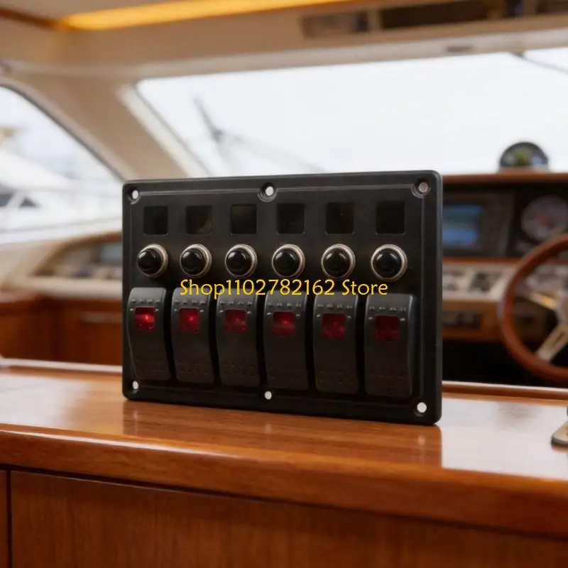 547B Integrated 6 Gang Control Board for Motorhome and Marine Interiors, ABS Panel for Centralized Auxiliary Circuit Operation