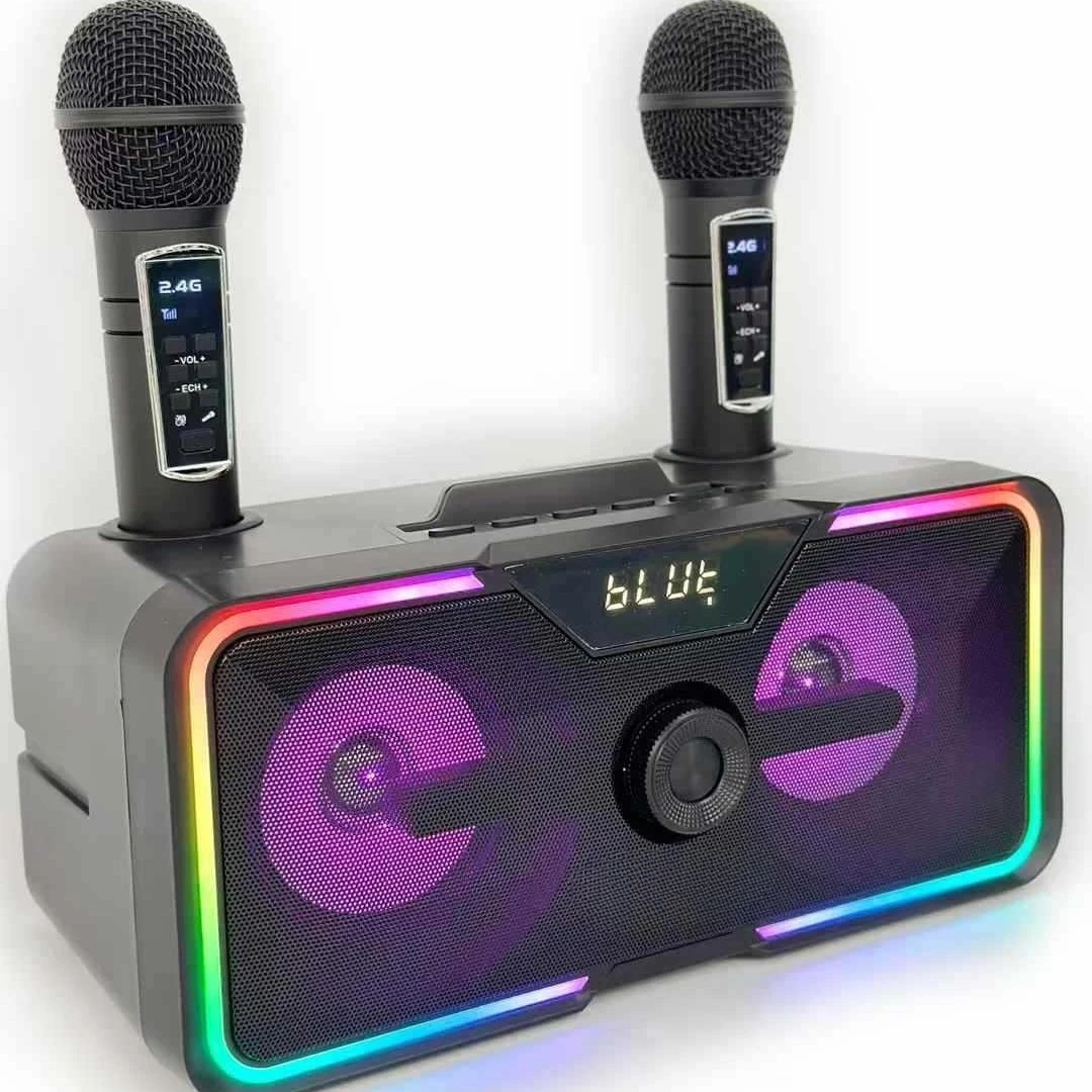 SD215 Bluetooth audio wireless microphone Home KTV Bluetooth speaker integrated double chorus microphone
