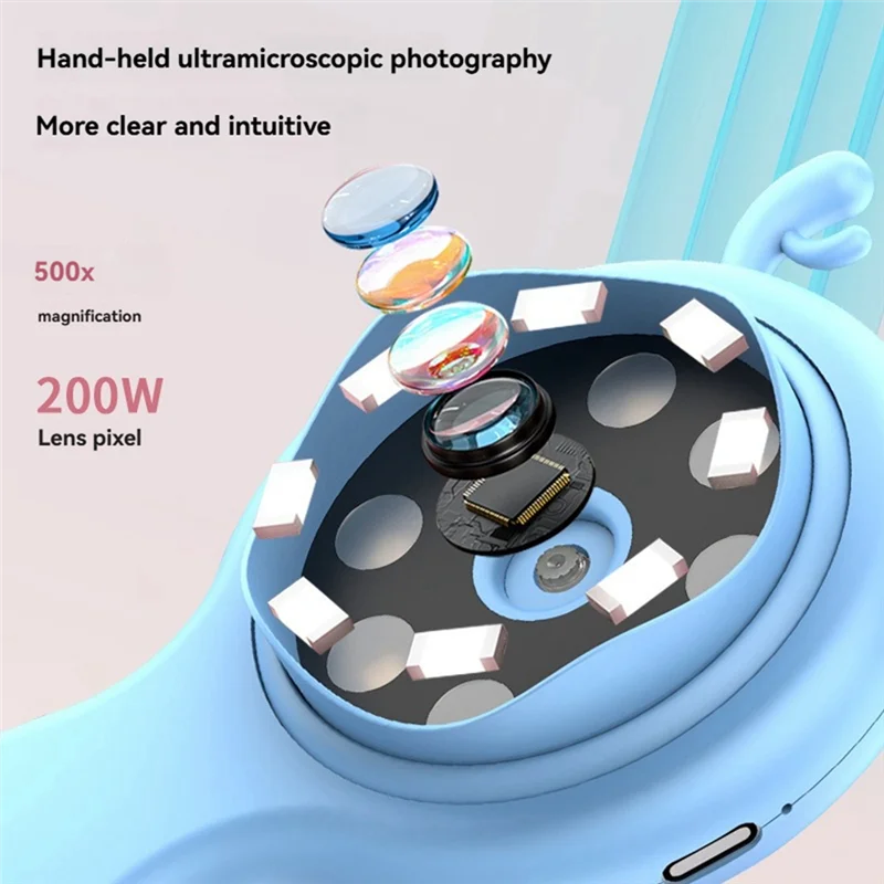 -A25M multifunctioneel digitaal HD-vergrootglas met dubbele lens voor kinderen - draagbare handmicroscoop die foto- en video-record ondersteunt
