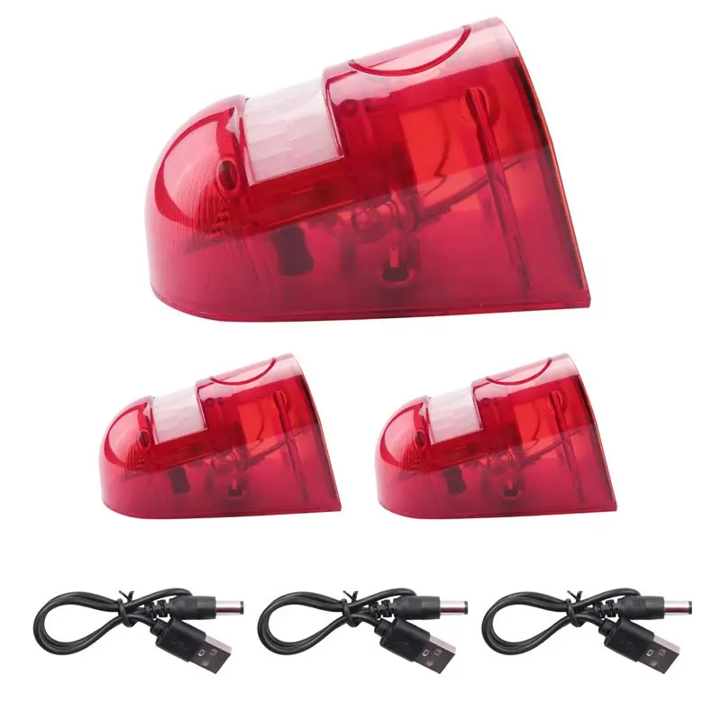 ABZZ-3 Pack Solar Strobe Light With Motion Sensor Alarm 129DB Sound Security Siren IP65 Waterproof For Villa Farm Yard Garden