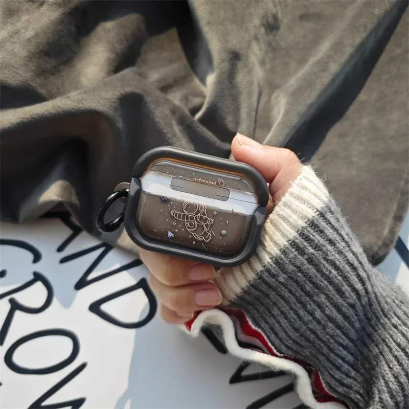 Spaceman โปร่งใสสําหรับ AirPods 4 Airpod 1 2 3 Pro Pro2 หูฟังบลูทูธกล่องชาร์จป้องกันหูฟังกรณี