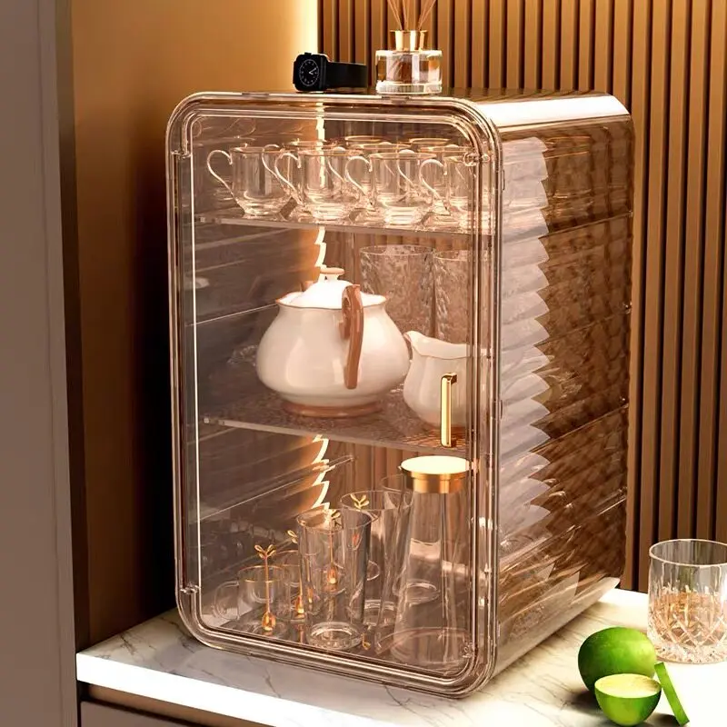 dustproof-cup-storage-rack-tea-set-coffee-cup-mug-organizer-plastic-home-storage-solution-luxury-style-cup-holder