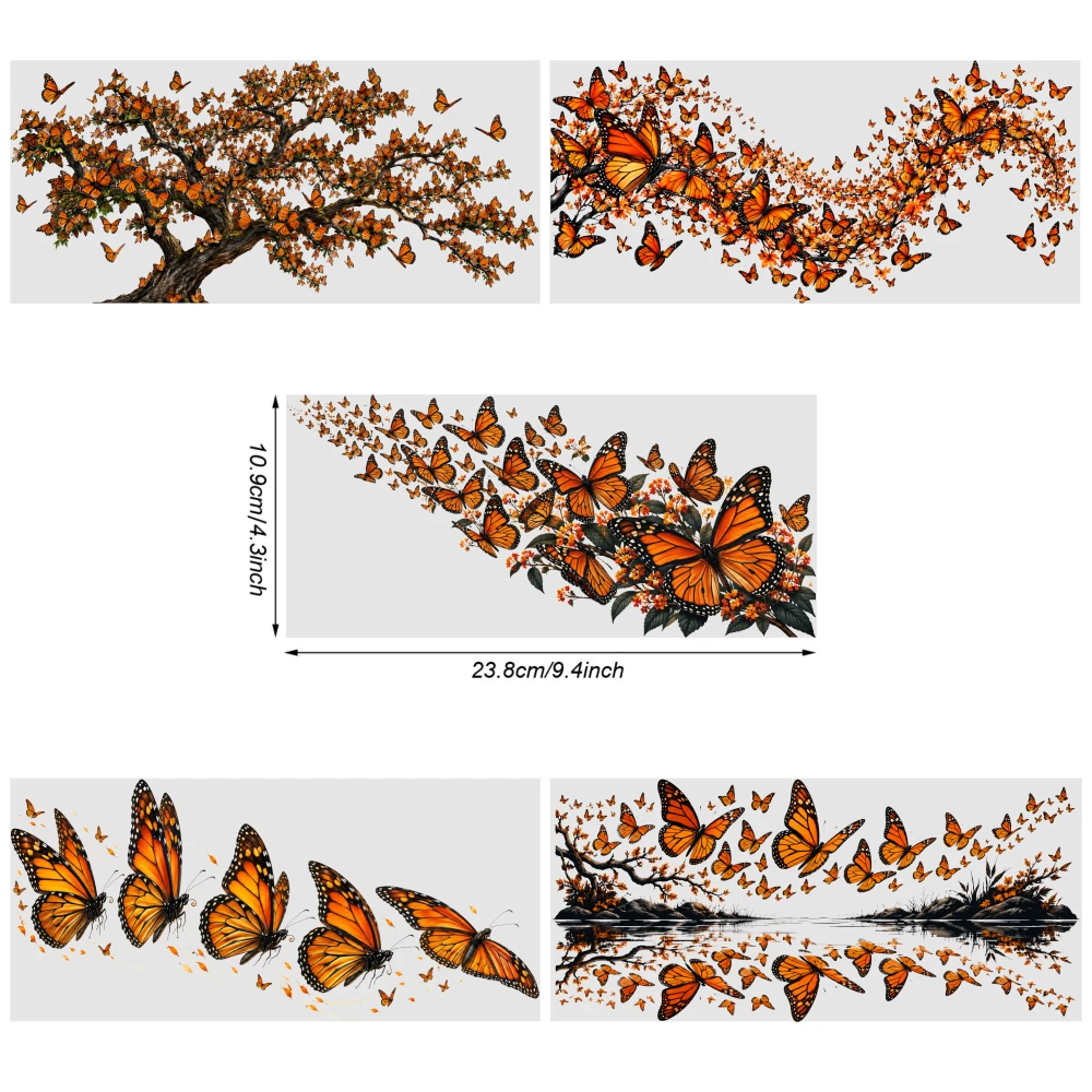5 Sheets Butterfly Tree UV DTF Stickers Waterproof Rub on Transfers Plastic Self-Adhesive Labels Glass DTF Transfer Stickers